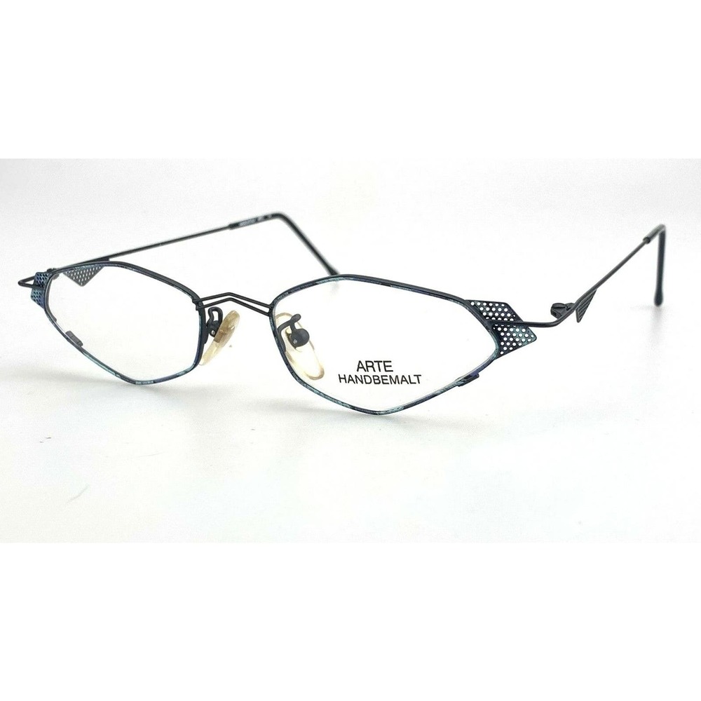 ARTE Eyeglasses Frames mod. 7004 Metal Geometric Blue Hand painted Italy NOS